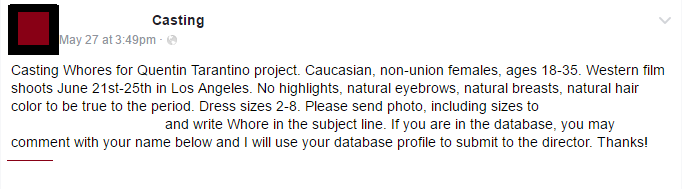 https://blog.womenandhollywood.com/casting-for-quentin-tarantino-produced-film-calls-for-whores-2ccf06fd247d#.7dyi7zndu