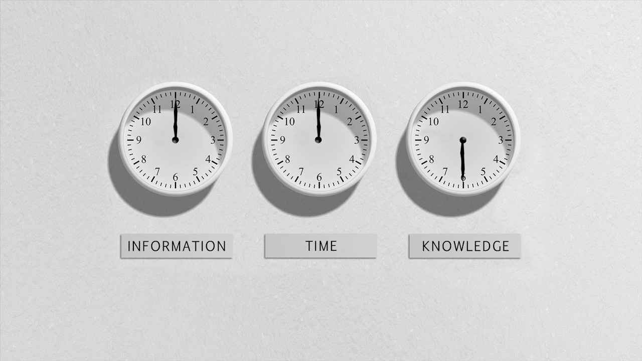 World clocks showing information time and knowledge